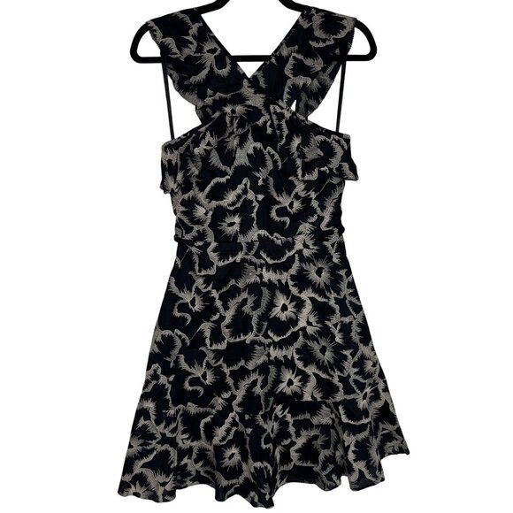 Banana Republic Sz 2 Date Night Dress Black & White Embroidered Floral Design - Picture 1 of 12